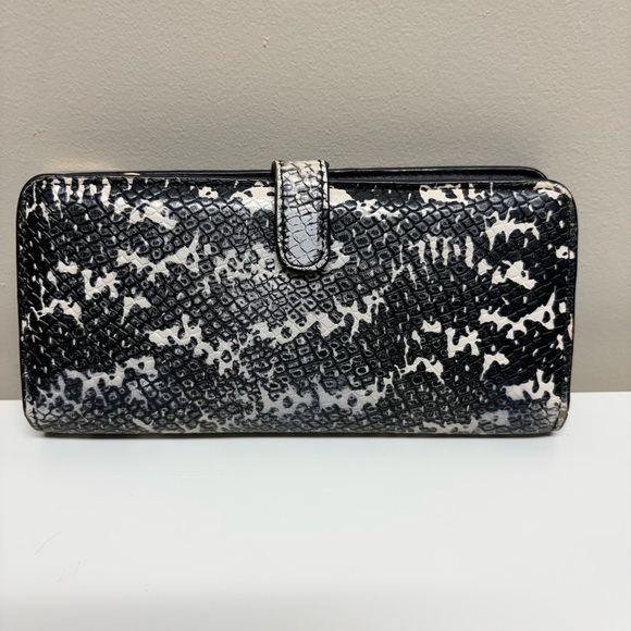 Coach Handbags - Coach Black and White Snakeskin Pattern Leather Wallet